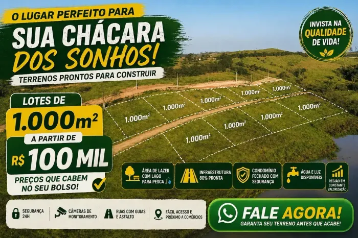 TERRENOS A VENDA PRONTOS PARA CONSTRUIR, LINDOS LOTES DE 1.000 MT