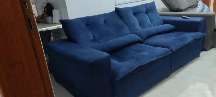 Sofá Retrátil e Reclinável com chaise 2,30 x 1,10 azul escuro