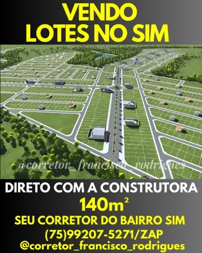 Vendo - Lotes. No Bairro Sim. Construa sua casa ou seu comércio.