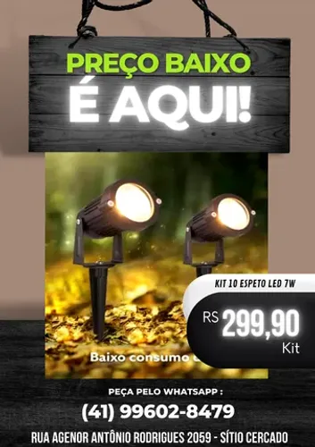 Kit 10 Espeto LED 7w Verde ou 3000k ou 6000k