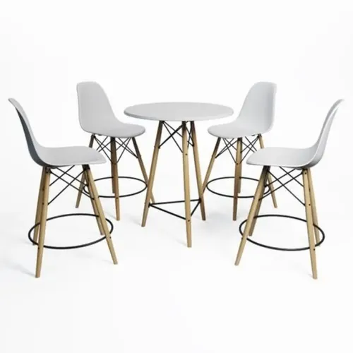Locação Mesa Bistrô Alta com Banquetas Eames Pé Palito