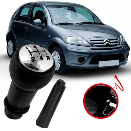 Bola de Câmbio Citroen C3 / C4 / Aircross / - Preta C/ Lente Cromada - N800501