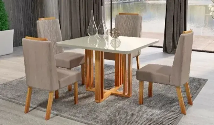 Mesa de jantar 4 lugares estrela 100% MDF 
