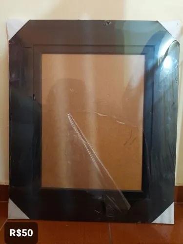Porta Retrato Preto Madeira Acrílico