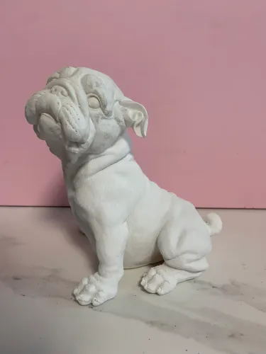 Escultura buldogue em resina