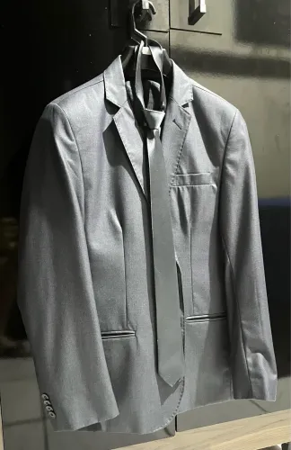 terno masculino slim cinza semi brilho