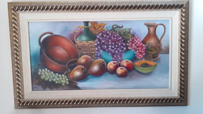 Quadro de Frutas em Óleo sobre Tela 1,52 x 0,92