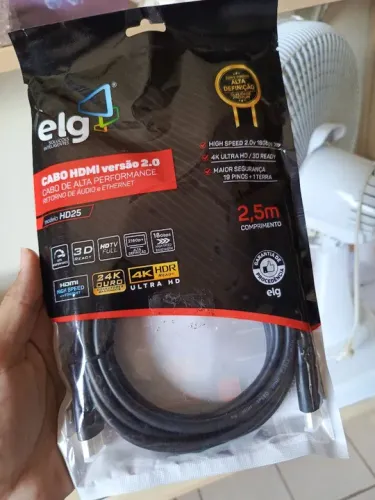 Cabo HDMI 2.0 Elg 2.5m 4K Ultra HD