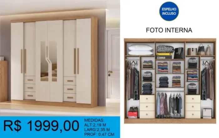 Guarda roupa - parcelamos ate 12x sem juros