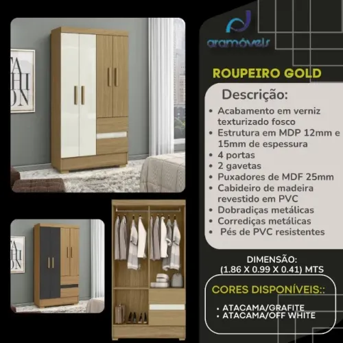 Roupeiro Gold 4 Portas