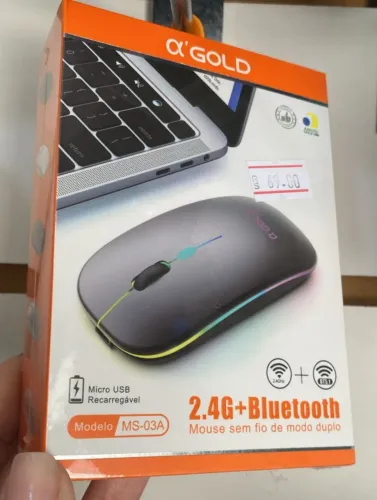 Mouse Bluetooth Sem Fio Wireless Recarregável 2 Em 1 -Agold Ms03a -Loja Coimbra Entregamos