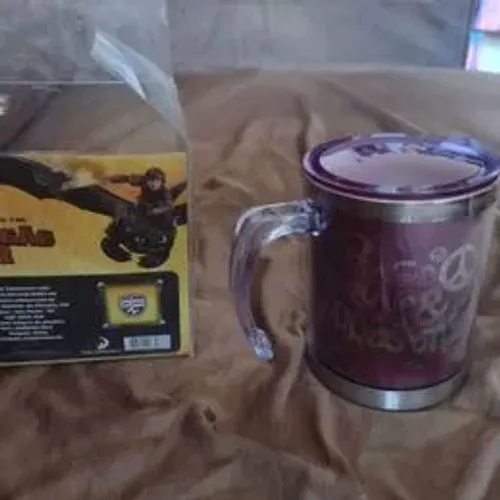 Caneca térmica de alumínio com tampa como treinar meu dragão Disney