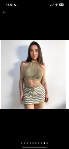 Conjunto Crochê cropped e Saia