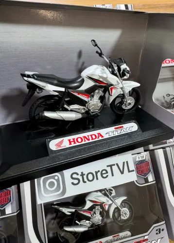 Miniatura Moto Honda Titan 160 Branca 1:18