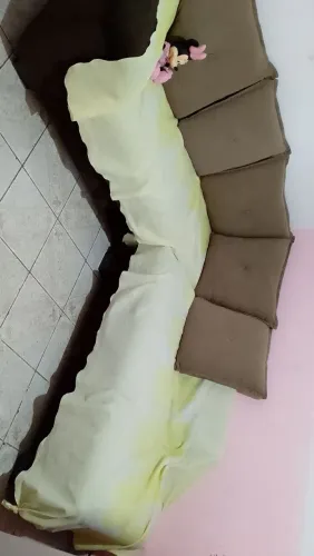 Sofá de canto Suede marrom