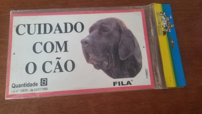 Placa Sinalização Advertência "Cuidado com o Cão" 39x20 cm