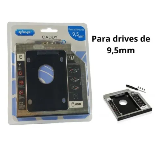 Case Sata HD 2.5 9.5mm Caddy DVD para Segundo HD ou SSD KP-HD010 - Knup