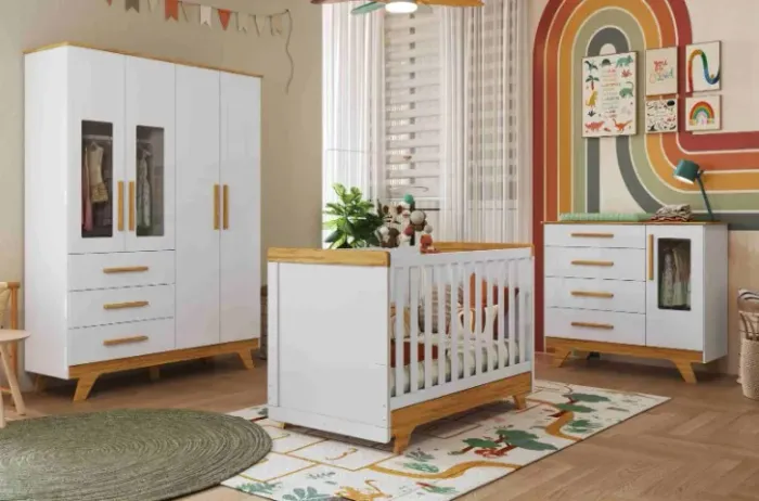 Quarto Completo 3 Peças Linha Retrô 100% MDF. Produtos Novos Direto de Fábrica.