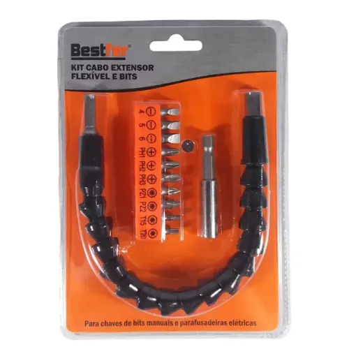 JOGO DE EXTENSAO FLEXIVEL P/PARAFUSADEIRA + EXTENSOR + BITS BESTFER