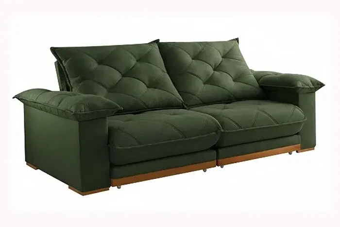 Sofá Retrátil Reclinável 2,50m Verde Boucle r7765