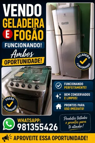 Geladeira Electrolux e fogão funcionando