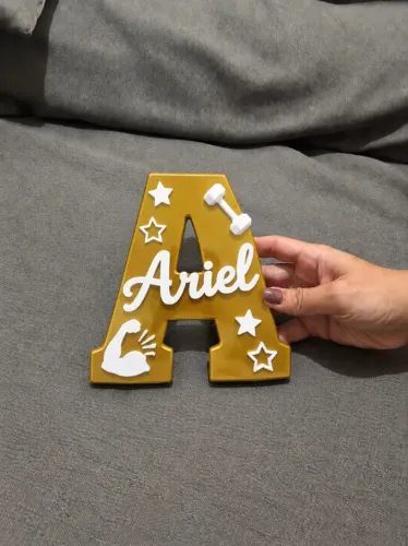 Letra Decorativa Personalizada 12cm | Enfeite Fitness Academia | Até 5 Acessórios
