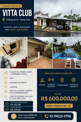 Casa no Vitta Club | 3 Quartos + Churrasqueira | Esquina | Pode Financiar