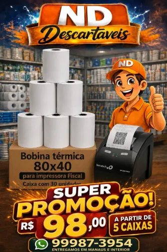 Bobinas térmicas para impressora fiscal 80x40