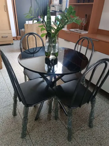 Mesa Redonda de Pedra Marmorizada Nova, Entrego, na Promoção