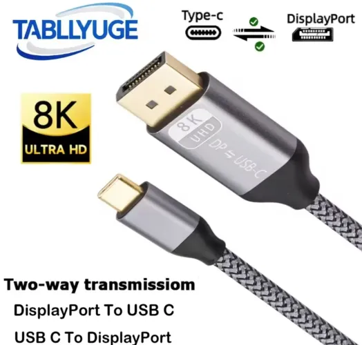 Cabo USB-C para DisplayPort 8K Bidirecional - Novo, Pronta Entrega JP