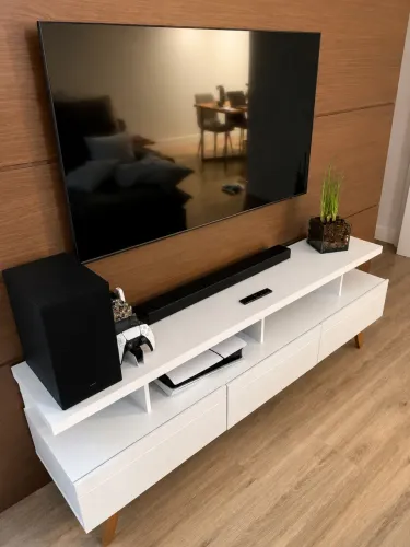Rack Vivare Wood 1.8 para Sala - Branco | TV até 72?