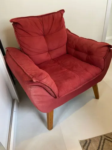 Poltrona Opala 1 Lugar Suede Vermelho