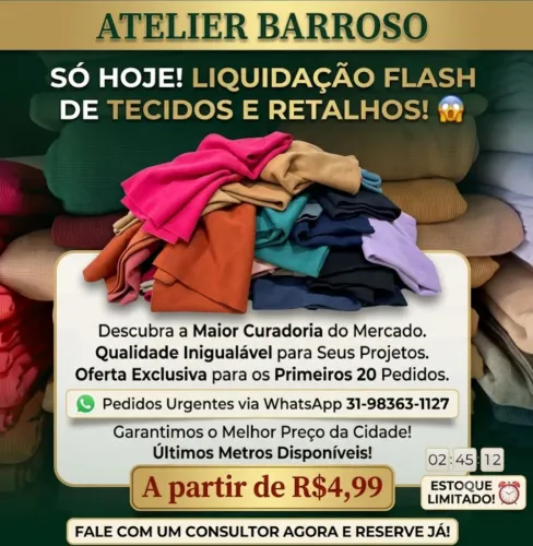 Retalhos e tecidos direto da fábrica. Temos diversos tipos de tecidos.