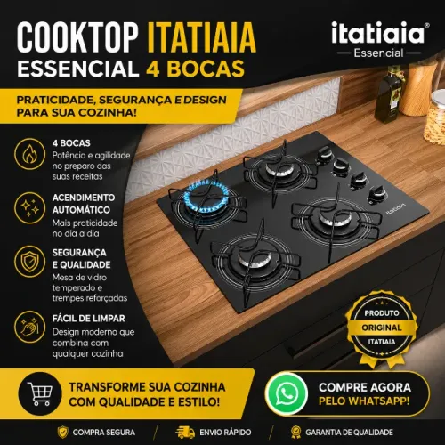 Cooktop Itatiaia Essencial 4 Bocas Preto