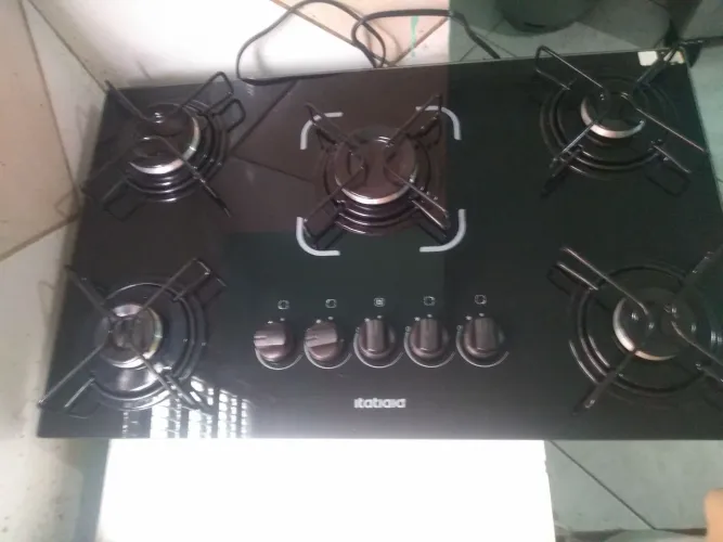 Fogão Cooktop 5 bocas + mangueira de aço flexível rosca já inclusa