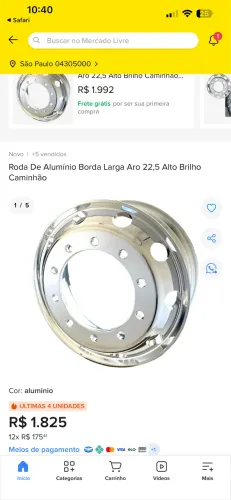 roda xbri 22.5 x 8.25 10 furos corda larga