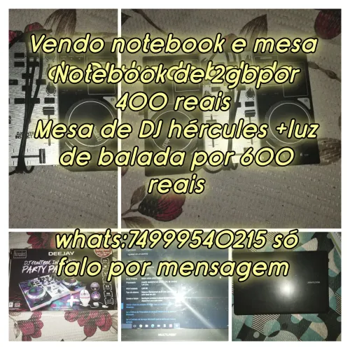 Mesa de DJ hércules + luz e notebook multilaser