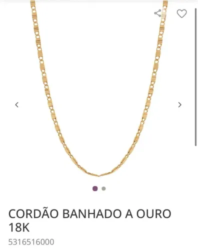 Corrente rommanel banhada ouro 18k 
