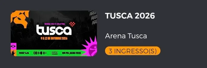 ingresso tusca noitada (meia entrada) e as duas tendas avulsas