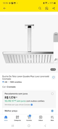 Ducha Lorenzetti LorenQuadra 7030 C16 novo na caixa