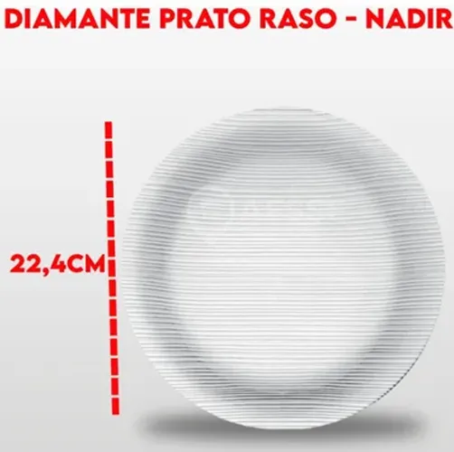 Kit 3 Pratos Raso Vidro Temperado Diamante 22,5cm