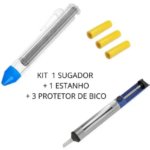 Sugador Solda Alumínio C/ Protetor de Bico + Tubinho Estanho 1mm Exbom 10g