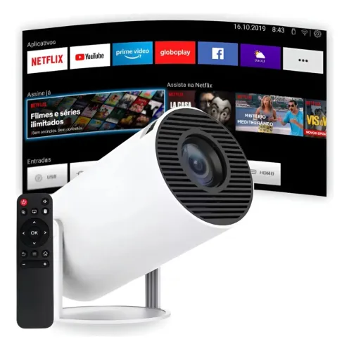 Projetor Portátil Full Hd 4k Bluetooth Android Wifi Cinema Home Hy300 cor Branco