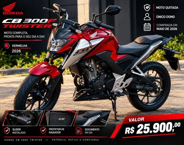 HONDA CB 300F TWISTER - VERMELHA | 2026