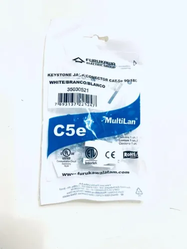 35030521 Conector Keystone RJ45 Cat5e Furukawa Multilan Branco (10pçs) 