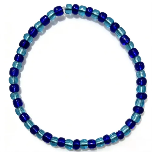 Pulseira de Miçangas Azul e Água-marinha ? 15,70 cm, nova