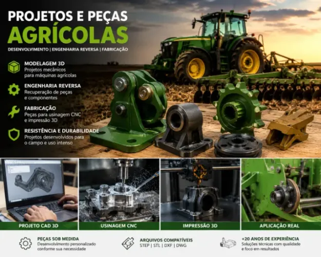PROJETOS CAD AGRÍCOLAS | PEÇAS MECÂNICAS | ENGENHARIA REVERSA