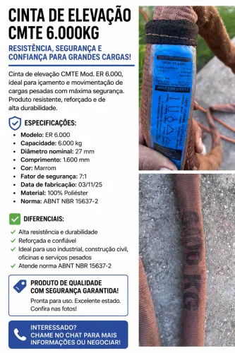 CINTA DE ELEVAÇÃO CMTE 6.000KG