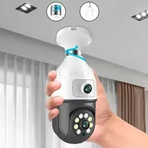 Lâmpada Câmera Dual Smart Wifi Visão Dupla