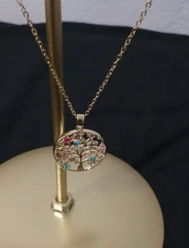 Corrente árvore da vida folheado a ouro 18 k
